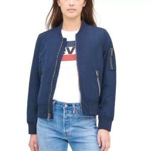 Women's classic bomber leather jacket