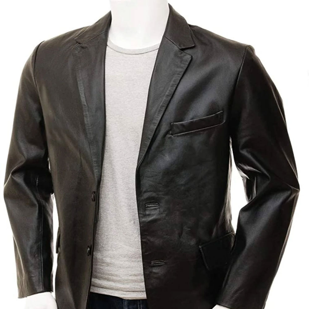 Fauzi Men's Black Leather Blazer - Ala Mode