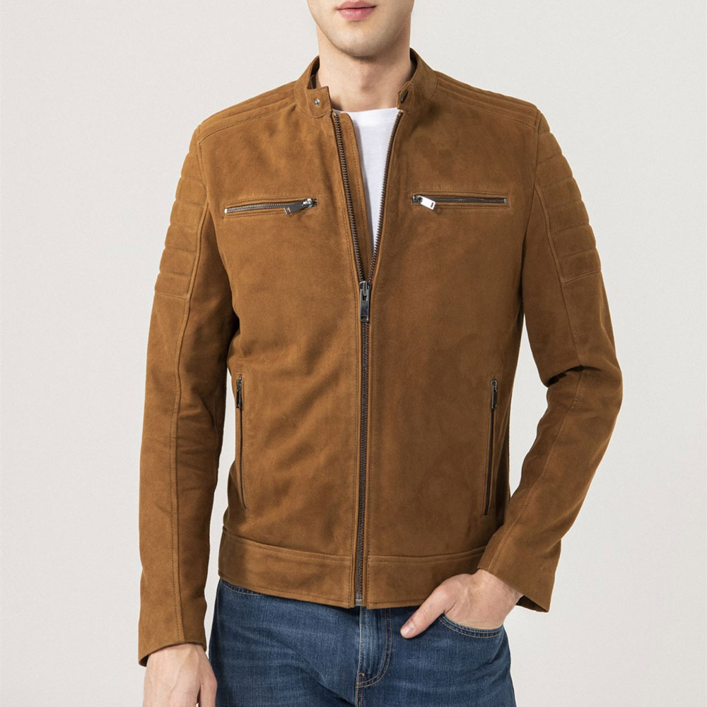 Boyd Men's Tan Leather Biker Jacket - Ala Mode