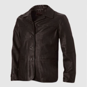 Brown leather coat for men