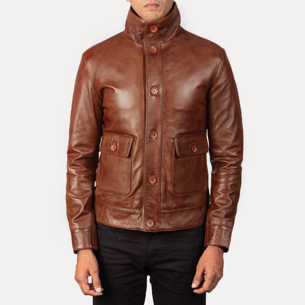 Ricky Men's Brown Leather Jacket - Ala Mode