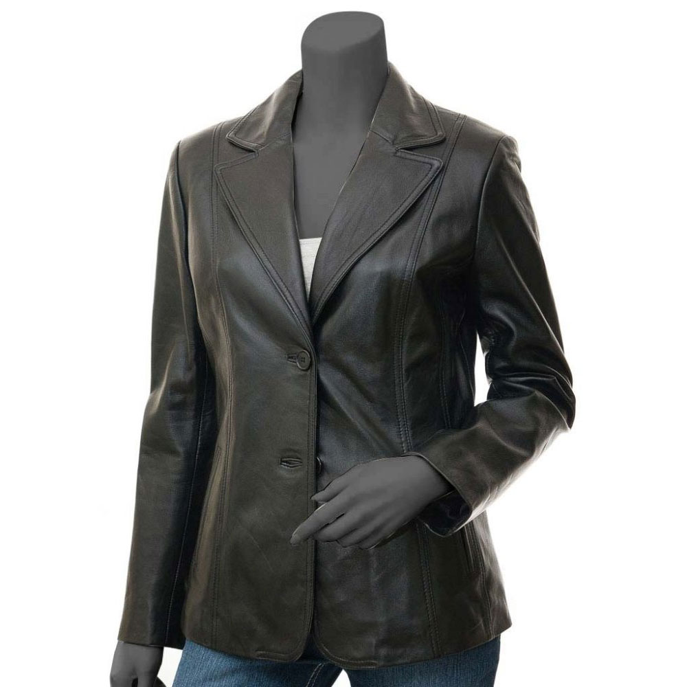 Wachs Women's Black Leather Blazer - Ala Mode