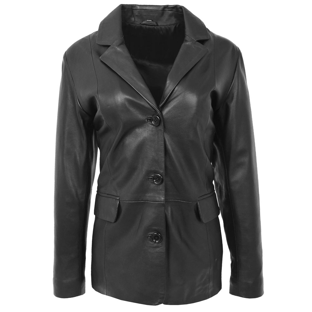 Rafuse Women's Black Leather Blazer - Ala Mode