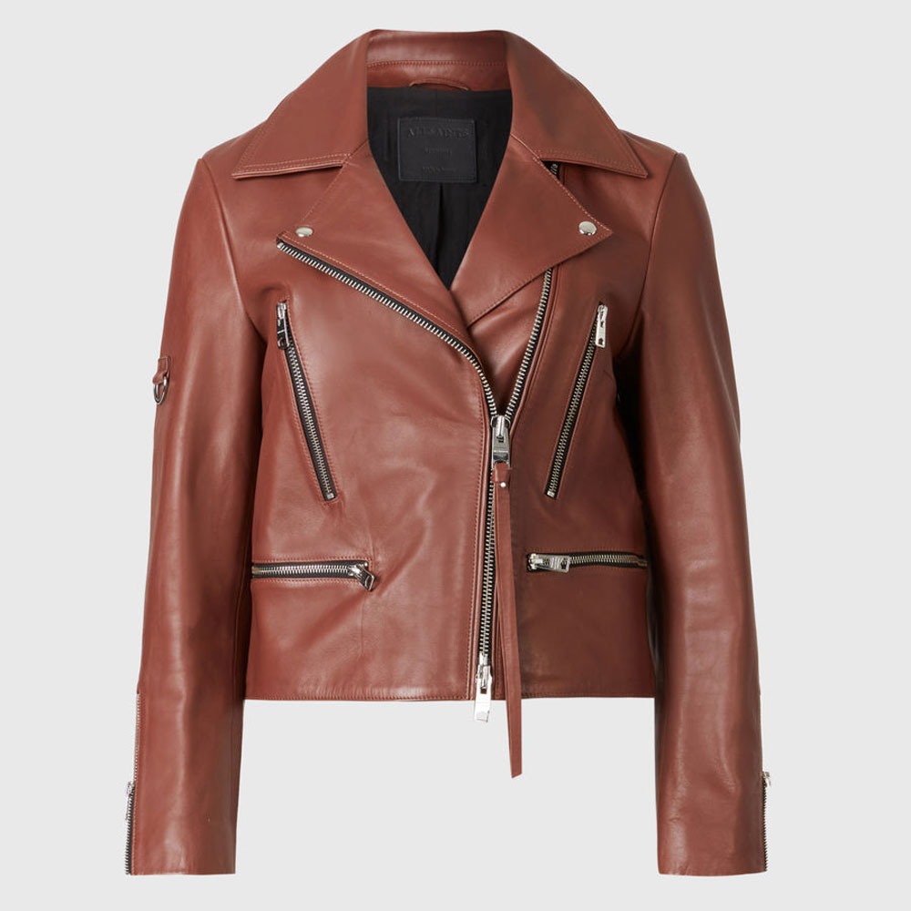 Wren Women's Brown Leather Biker Jacket - Ala Mode
