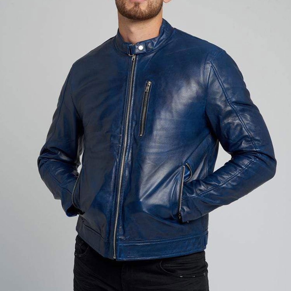 Kelvin Blue Leather Jacket