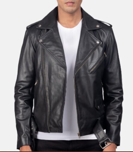 Black leather Biker jacket for Men