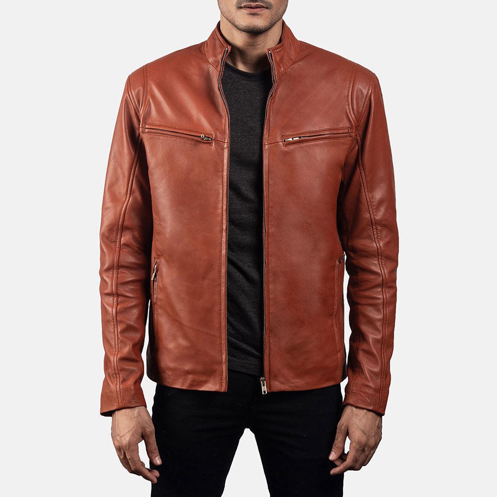 Tan brown leather jacket