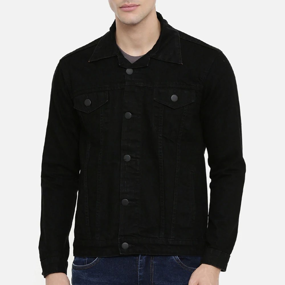 Black denim jacket for men