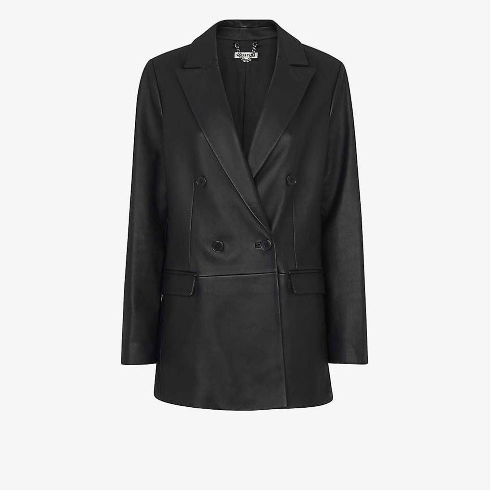 Women's black leather blazer