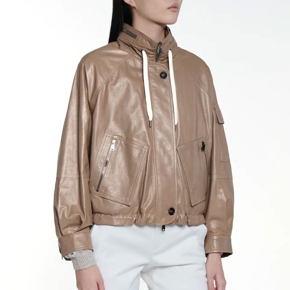 Hooded leather jacket