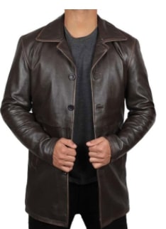 Dean long leather coat