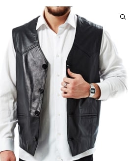 Mate black men's leather vest